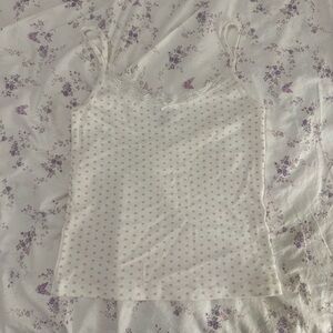 Brandy Melville Lace Skylar Tank with Pink Hearts